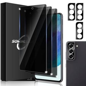 3+3 Pack for Samsung Galaxy S21 FE 5G Privacy Screen Protector & Phone Camera Lens Protector 9H Tempered Glass Cell Phone Protector Camera Case (Galaxy S21 FE Privacy)
