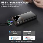 Coucur Power Bank 10000mAh Portable Charger, USB-C (Input&Output) 22.5W Fast Charging Battery Pack,QC 4.0+PD3.0 LED Display Phone PowerBank, for iPhone Samsung and etc Smartphones and All USB Devices