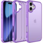 ivoler 3 in 1 Case for iPhone 17 with 2 Pieces Tempered Glass Screen Protectors, Military Standard Shockproof Cell Phone Case, Matte Translucent Anti-Fingerprint Protective Case,Light-Purple