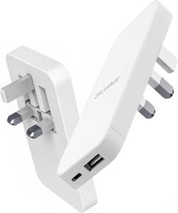 Galvanox Flat USB-C Charger Wall Block, Ultra-Slim Multi Port UK Power Plug, Type C Fast-Charging for iPhone 17/16/15/14 Pro Max, Samsung Galaxy Mobile Phones, Dual-Port Outlet Travel Adapter, 20W