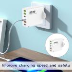 65w Multi-Port Fast Wall Charger UK Plug, 200W USB C Multi Charger Plug, Multi Port Fast Wall Charger, 6-Port Fast Charging Plug for MacBook, Steam Deck, iPhone 15/16/14 Pro, All Smartphone