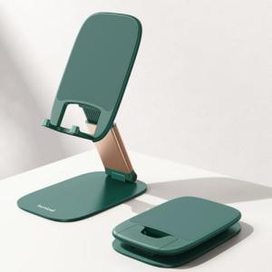 Lamicall Cell Phone Stand for Desk - [Ultra-Thin] Foldable Mobile Phone Holder, Height Adjustable Phone Stand for iPhone 17 16 15 14 13 Pro Max Plus Air Mini, Samsung S25, 4"-8" Mobile Phones - Green