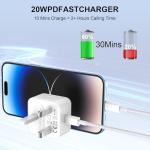 iPhone 17 16 15 Fast Charger, 20W iPhone Fast Charger Plug with 2M USB C to C Cable for IPhone 17/16/15/15 Plus/15 Pro/15 Pro Max/iPad Pro/Air/Mini, USB C Plug Mobile Phone Charger USB C Power Adapter