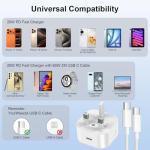 iPhone 17 16 15 Fast Charger, 20W iPhone Fast Charger Plug with 2M USB C to C Cable for IPhone 17/16/15/15 Plus/15 Pro/15 Pro Max/iPad Pro/Air/Mini, USB C Plug Mobile Phone Charger USB C Power Adapter