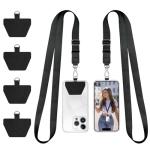 Doormoon Phone Lanyard, Universal Adjustable Neck Strap for Phone Case Keys ID Badges Cell Phone Lanyard Compatible with iPhone, Samsung, Most Smartphones, 2 Pack, Black Black