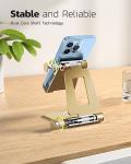Nulaxy Dual Folding Cell Phone Stand, Fully Adjustable Foldable Desktop Phone Holder Cradle Dock Compatible with iPhone 17 16 15 14 13 12 11 Pro Xs Xs Max Xr X 8, Nintendo Switch, All Phones - Gold