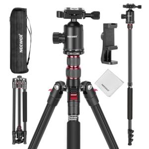 NEEWER 77" Camera Tripod Monopod with Cell Phone Holder Compatible with iPhone for Video Recording, Compact Aluminum Travel Stand with Ball Head QR Plate Bag Cleaning Cloth, Max Load 34lb, TP77