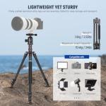 NEEWER 77" Camera Tripod Monopod with Cell Phone Holder Compatible with iPhone for Video Recording, Compact Aluminum Travel Stand with Ball Head QR Plate Bag Cleaning Cloth, Max Load 34lb, TP77