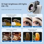 APEXEL HB100 Ultra HD Phone Macro Lens with 45 Lighting Options & AF Anti-Glare Macro Lens Suitable for iPhone, Samsung, Pixel and Other Smartphones