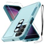 RMOCR Case for Samsung Galaxy A16 5G, Full Body Heavy Duty Rugged Shockproof Protective Phone Cover with Lanyard Strap, Tempered Glass Screen Protector and Camera Lens Cover, Mint Green