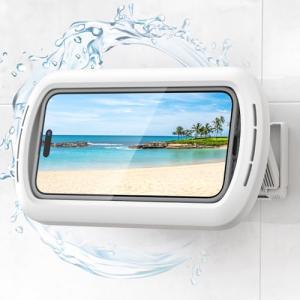 Lamicall Shower Phone Holder with Speaker Holes, IPX6 Waterproof Clear Sound & 480° Rotation Shower Case Accessories, Waterproof Bathroom Wall Mount for iPhone 17 16 Pro Max Air, S25 Ultra, 4-7" Phone