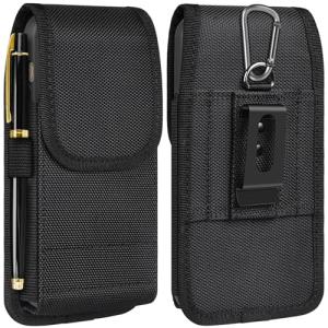 COANJIUO Cell Phone Holster with Card Holder Pouch Belt Clip Men for iPhone 17 Air 16 15 14 13 12 11 Pro Max Plus Samsung Galaxy S25 S24 S23 S22 Plus FE, L-Black