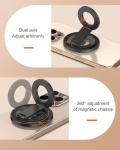 AILKIN Double Magnetic Phone Holder, Universal Magnetic Kickstand Stand, Mag Safe Ring Holder Grip, Foldable Cell Phone Grips Ring Stand for Samsung, Android, iPhone 17, Case, Desk, Car Mount-Black