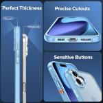 ivoler 3 in 1 Case for iPhone 17 with 2 Pieces Tempered Glass Screen Protectors, Military Standard Shockproof Cell Phone Case, Matte Translucent Anti-Fingerprint Protective Case,Light-Blue