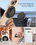 AILKIN Double Magnetic Phone Holder, Universal Magnetic Kickstand Stand, Mag Safe Ring Holder Grip, Foldable Cell Phone Grips Ring Stand for Samsung, Android, iPhone 17, Case, Desk, Car Mount-Black