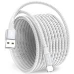 Extra Long USB C Charging Cable, 6M USB A to USB C Cable Fast Charge Nylon Braided for Samsung Galaxy S A Note Tab Series, PS5, L G, Pixel and More USB C Smartphone, Tablet - White/20ft