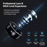 APEXEL HB100-HD Mobile Macro Lens, F1.8 with 45 Fill Light Modes, 10X Mobile Phone Lens with Phone Clip, Compatible with iPhone 17/16/15, Samsung, Google Pixel, and Other Smartphones