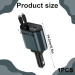 120W Retractable Car Charger Adapter, 4 in 1 Car Charger with Retractable Cables Light-ning + USB C and USB/USB-C Ports, Mobile Phone Automobile Chargers Compatible with iPhone, Android, Samsung