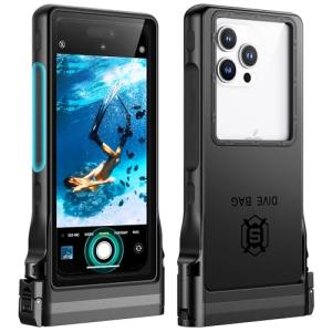Lanhiem Waterproof Phone Case Universal, Professional IPX8 Waterproof 15M Diving Phone Cover [Underwater Touchscreen] Case for iPhone Samsung Google Xiaomi and 4.7-6.9'' Mobile Phones, Black