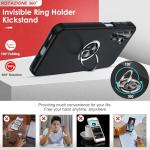 LeYi for Samsung Galaxy A17 Phone Case with 2 Tempered Glass Screen Protector, 2 Camera Lens Protector and Invisible Metal Ring Stand Holder, Shockproof Protective Mobile Cover for A17 - Black