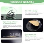 Magnetic Phone Ring Holder for Magsafe 360 Rotating Cell Phone Ring Stand Finger Grip Kickstand Supports Wireless Charging for Iphone 16 Pro Max 15 14 13 12 Android Samsung Black