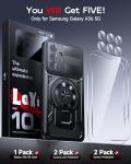 LeYi for Samsung A36 5G Case, Invisible Ring Stand Holder with 2 Tempered Glass Screen Protectors and 2 Camera Lens Protectors, Tough Protective Shockproof Mobile Phone Cover for Galaxy A 36, Black