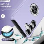 LeYi for Samsung Galaxy S25 FE Phone Case with 2 Tempered Glass Screen Protector, 2 Camera Lens Protector and Invisible Metal Ring Stand Holder, Shockproof Protective Mobile Cover for S25FE - Purple