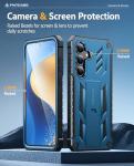 FNTCASE for Samsung Galaxy S25-FE Case: Military Grade Drop Proof Protection Mobile Cover with Kickstand | Matte Textured Rugged Shockproof TPU | Protective Sturdy Phone Case Blue