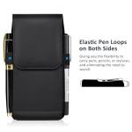 ACCKUO Leather Phone Holster with Strong Metal Belt Clip and Magnetic Closure Compatible with Samsung Galaxy S25/S24/S23/S22/S21/S20 Ultra, XL-Black