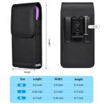 ACCKUO Leather Phone Holster with Strong Metal Belt Clip and Magnetic Closure Compatible with Samsung Galaxy S25/S24/S23/S22/S21/S20 Ultra, XL-Black