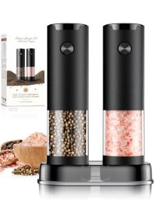 Electric Salt and Pepper Grinder Set Automatic Battery Pepper Mill Shakers Adjustable Coarseness Upgraded Larger Capacity with Led Home and Kitchen Appliances Christmas Gifts for Women