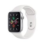 Apple Watch Series 5 (GPS, 44MM) - Silver Aluminum Case with White Sport Band (Renewed)