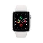 Apple Watch Series 5 (GPS, 44MM) - Silver Aluminum Case with White Sport Band (Renewed)