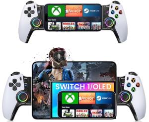 ALEEMTRY Bluetooth Mobile Gaming Controller for iPhone/Android/Switch 2/Switch/Tables,Wireless Gamepad for Xbox/Steam/GeForce Now/MFi Apple Arcade/Roblox,Phone Controller with Hall Effect Joystick/RGB