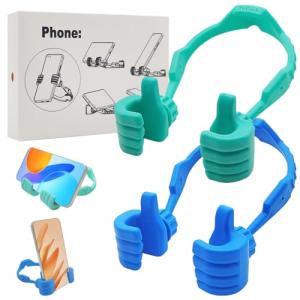 YuCool Stocking Fillers for Teenage Boys Girls Adults Cell Phone Stand 2 Pack Black Thumbs Up Lazy Phone Stand for iPhone Cell Phone Holder for Desk Fun Gifts for Christmas Kids Men Women Wife