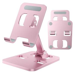Anifrim Phone Stand for Desk, Dual Folding Cell Phone Holder, Fully Adjustable Portable Mobile Phone Holder for iPhone 17 16 15 14 13 12 11 Pro Max Plus Air, Galaxy S25 S24, All Phones (Pink)