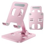 Anifrim Phone Stand for Desk, Dual Folding Cell Phone Holder, Fully Adjustable Portable Mobile Phone Holder for iPhone 17 16 15 14 13 12 11 Pro Max Plus Air, Galaxy S25 S24, All Phones (Pink)