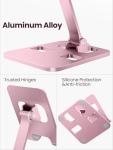 Anifrim Phone Stand for Desk, Dual Folding Cell Phone Holder, Fully Adjustable Portable Mobile Phone Holder for iPhone 17 16 15 14 13 12 11 Pro Max Plus Air, Galaxy S25 S24, All Phones (Pink)