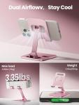 Anifrim Phone Stand for Desk, Dual Folding Cell Phone Holder, Fully Adjustable Portable Mobile Phone Holder for iPhone 17 16 15 14 13 12 11 Pro Max Plus Air, Galaxy S25 S24, All Phones (Pink)