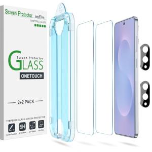 amFilm Auto-Alignment OneTouch for Samsung Galaxy S25 Edge 6.7" Screen Protector + Camera Lens Protector, Tempered Glass, 30 Seconds Installation, Bubble Free, Case Friendly, Anti-Scratch [2+2 Pack]