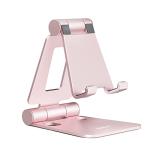 Nulaxy Dual Folding Cell Phone Stand, Fully Adjustable Foldable Desktop Phone Holder Cradle Dock Compatible with iPhone 17 16 15 14 13 12 11 Pro Max Xs Xr X 8, Nintendo Switch, All Phones - Rose Gold