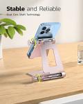 Nulaxy Dual Folding Cell Phone Stand, Fully Adjustable Foldable Desktop Phone Holder Cradle Dock Compatible with iPhone 17 16 15 14 13 12 11 Pro Max Xs Xr X 8, Nintendo Switch, All Phones - Rose Gold