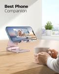 Nulaxy Dual Folding Cell Phone Stand, Fully Adjustable Foldable Desktop Phone Holder Cradle Dock Compatible with iPhone 17 16 15 14 13 12 11 Pro Max Xs Xr X 8, Nintendo Switch, All Phones - Rose Gold