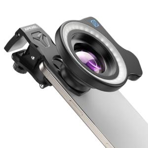 APEXEL 100Ultra Macro Lens with Ring Light - Enhanced Version Smartphone Lens for iPhone, Samsung, Pixel