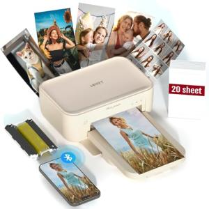 HPRT Desktop Photo Printer 10 cm x 15 cm with 20 Sheets Photo Paper & 1 Ribbon, Instant Image Printer for iPhone, Smartphone, Thermal Dye Sublimation, Wi-Fi Connection, Home, Beige