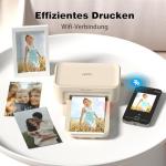 HPRT Desktop Photo Printer 10 cm x 15 cm with 20 Sheets Photo Paper & 1 Ribbon, Instant Image Printer for iPhone, Smartphone, Thermal Dye Sublimation, Wi-Fi Connection, Home, Beige