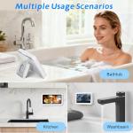 Aourxiv Shower Phone Holder Waterproof, Multi-Angle Adjustable Wall Mounted Phone Holder for Bathroom Bathtub Kitchen Mirror, Compatible with All 4-7" Smartphones