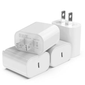 4Pack USB C Charger Block, iGENJUN 20W for Phone Fast Charger Wall Charger with PD 3.0, Compact Type C Power Adapter for Phone 17/16/15/14, Galaxy, Pixel, AirPods Pro (Arctic White)