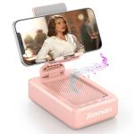 JTEMAN Cell Phone Stand with Bluetooth Speaker,Birthday Gifts for Women and Men,Kitchen Gadgets for Men,Compatible for iPhone/Samsung/Mini iPad - Pink