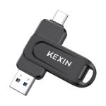 KEXIN USB Stick 512GB USB C Memory Stick 100MB/s Swivel Dual USB 3.0 Flash Drive USB-A & Type-C Pen Drive for Smartphone Tablet iPhone 15/16 Car Game Console, Black